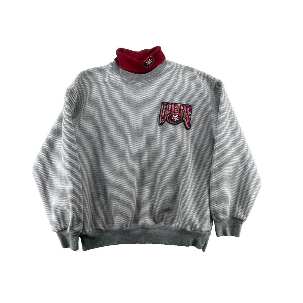 Vintage San Francisco 49ers Textured Crewneck Sweatshirt Majestic Made USA Large